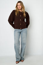 Cardigan di Viscosa Intrecciata Donna Autunno/Inverno Casual Colore Solido