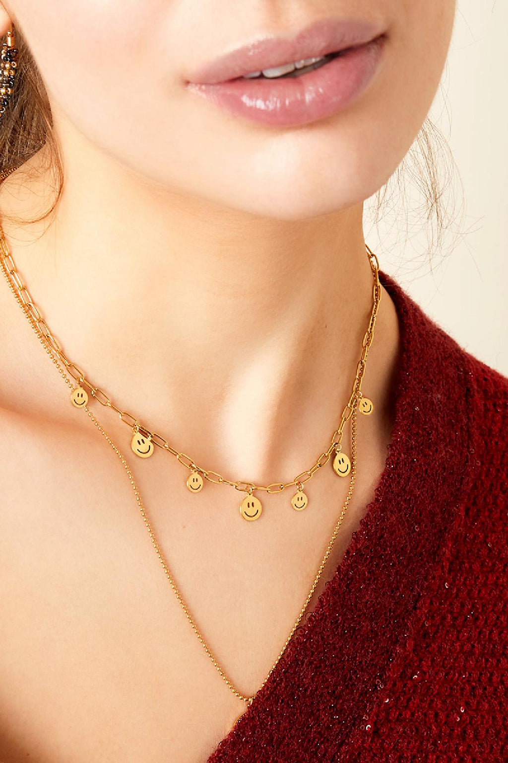 Collana più emoticon Gold Stainless Steel