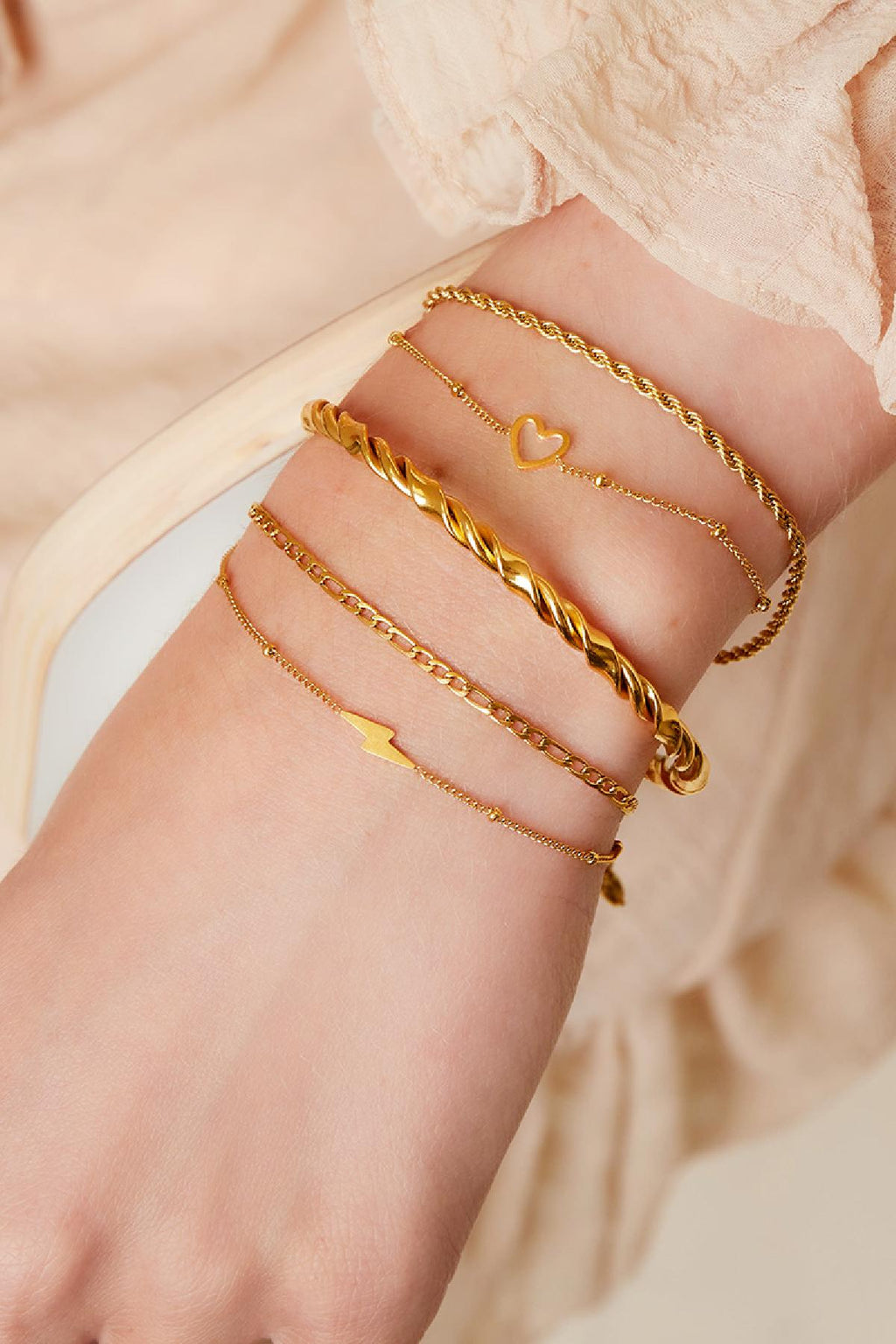 Bracciale multistrato in acciaio inossidabile Gold Stainless Steel
