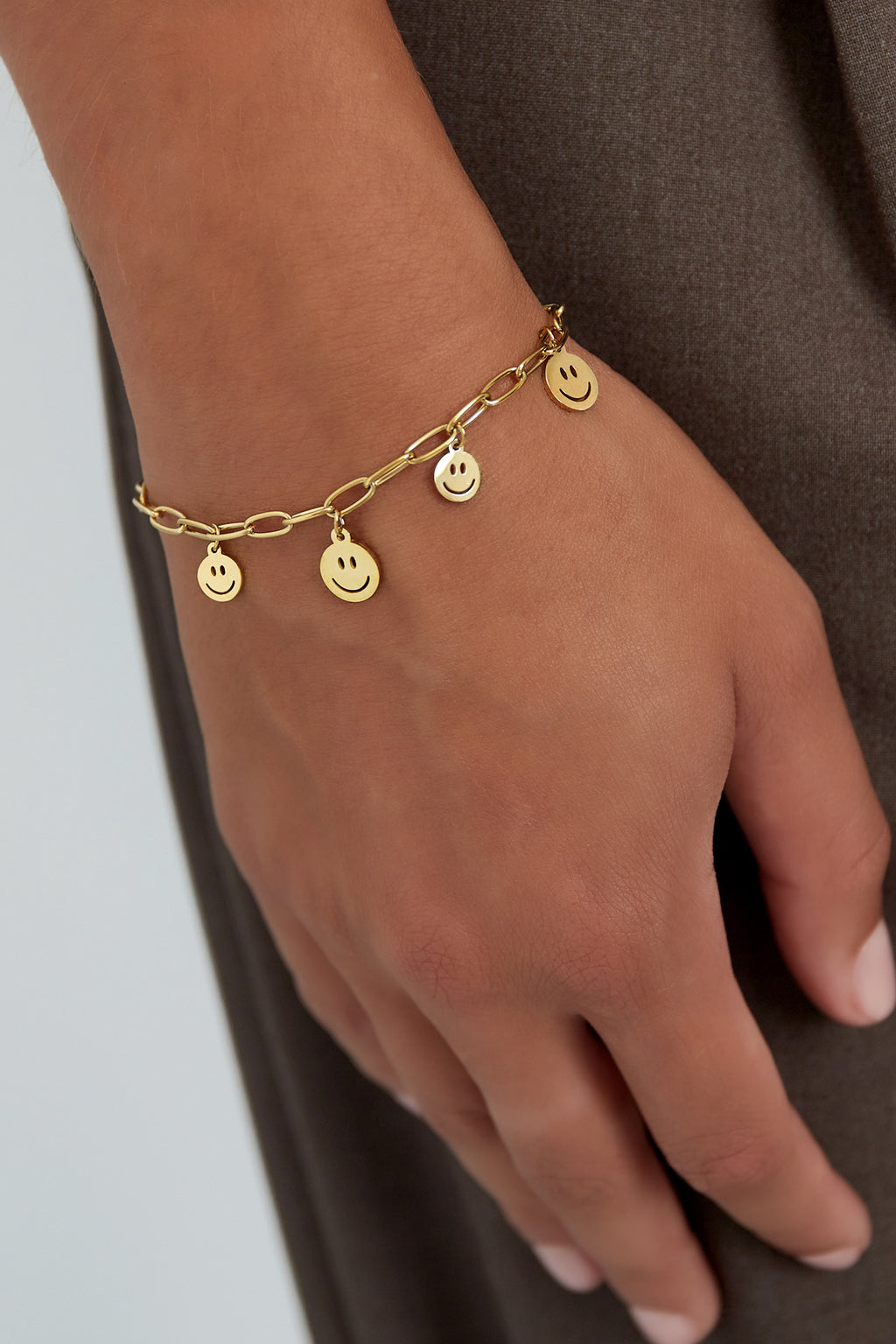 Bracciale con più emoticon Gold Stainless Steel