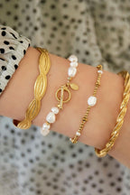 Bracciale perle in acciaio inossidabile Gold Stainless Steel