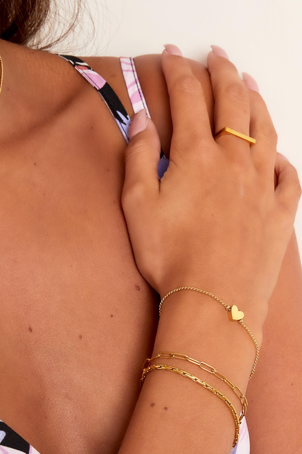 Bracciale a cuore in acciaio inossidabile Gold Stainless Steel