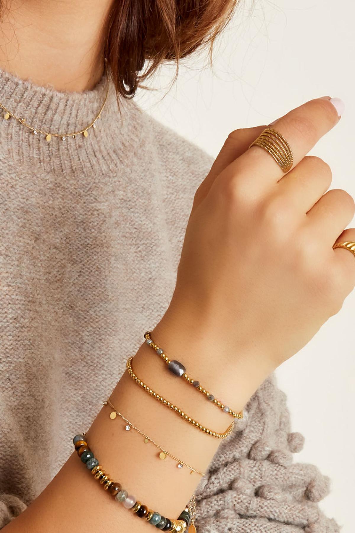 Bracciale semplice con dettagli in strass Gold Stainless Steel