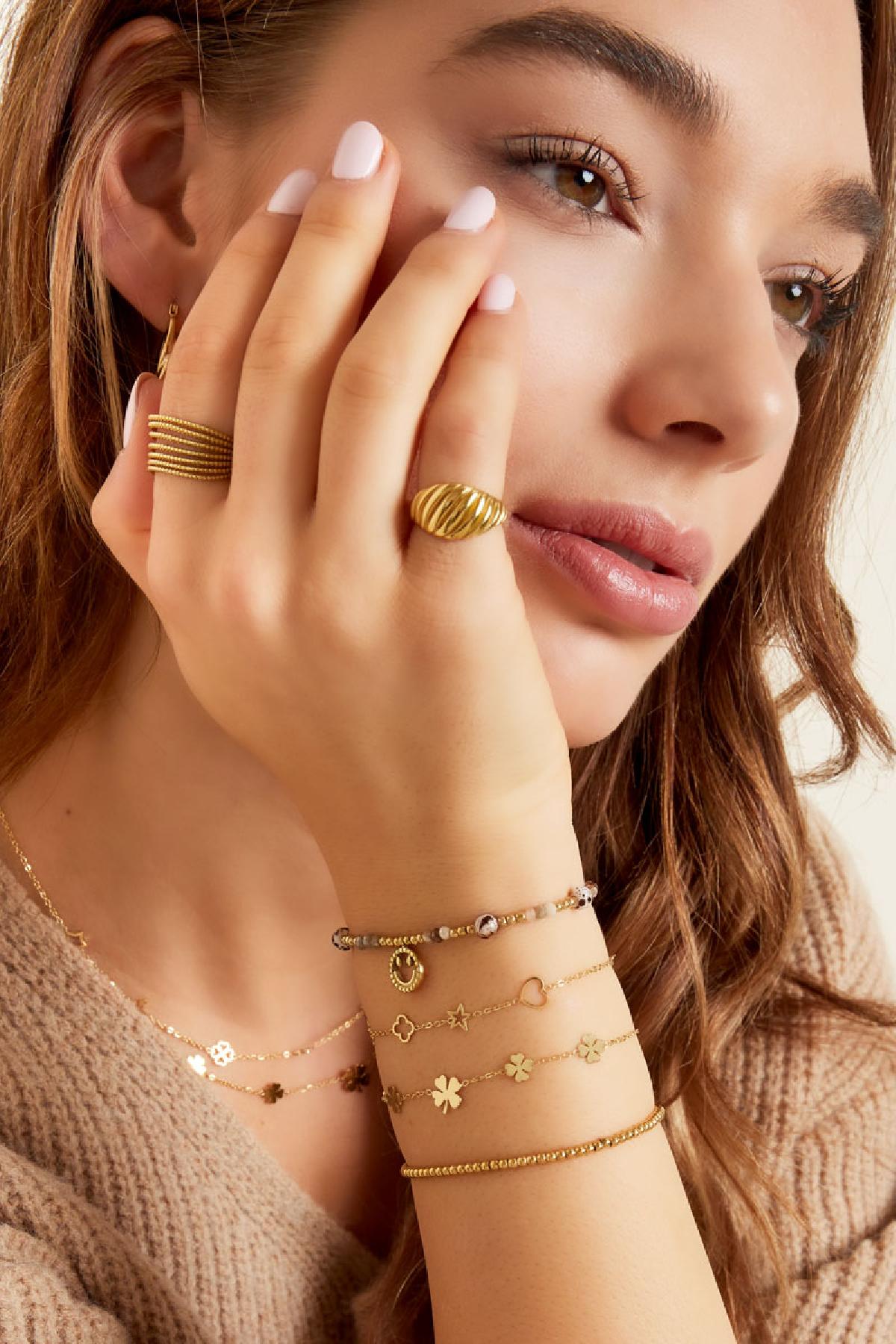 Bracciale 5 trifogli Gold Stainless Steel