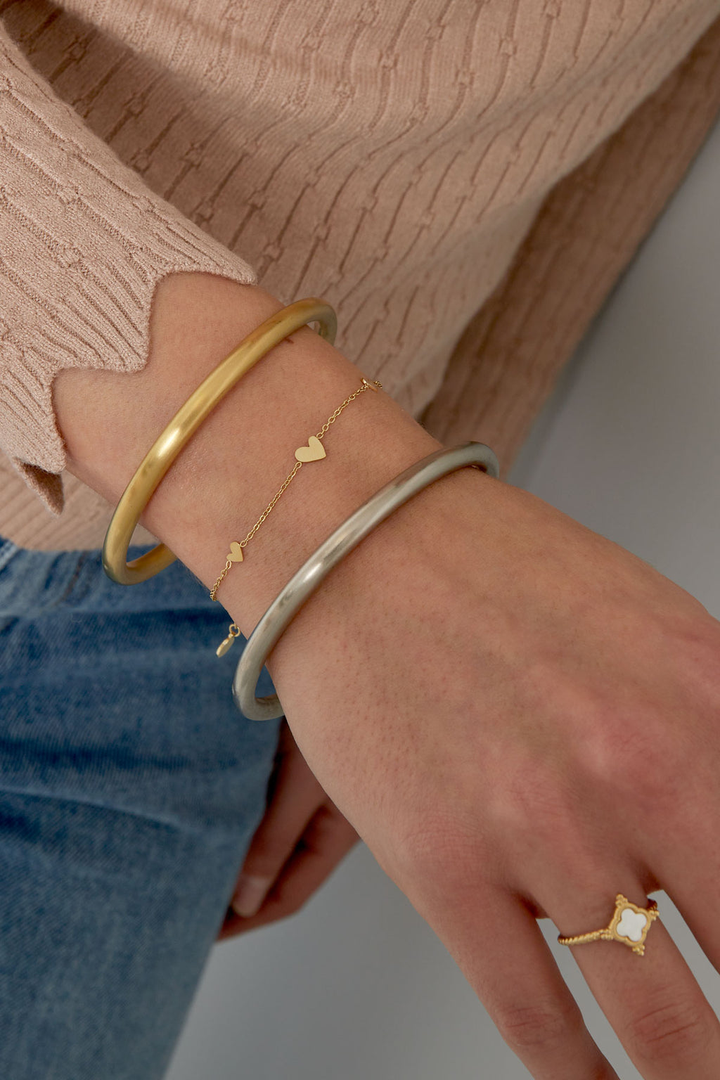 Bracciale classico con cuori - acciaio inossidabile
