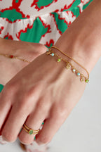 Bracciale con monete e perline - rosa/Colore oro 