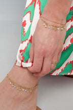 Bracciale con monete e perline - rosa/Colore oro 