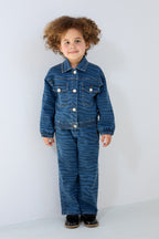 Giubbotto in Cotone per Bambini Stile Jeans Design Classico a Righe