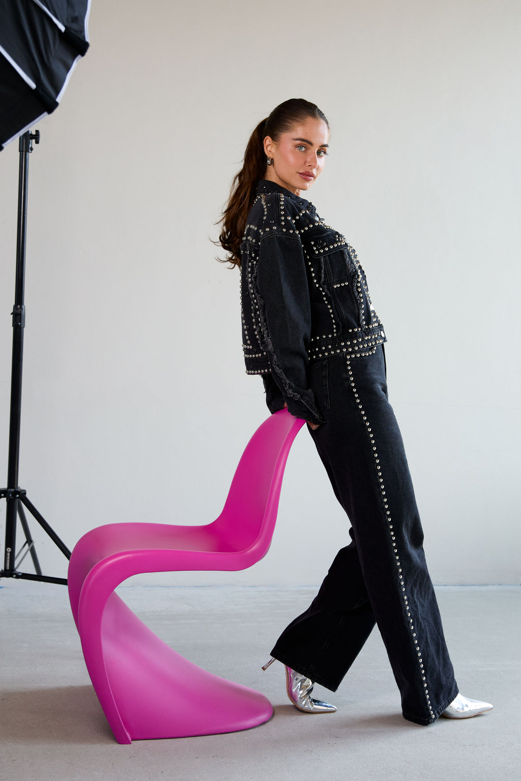 Tessuto Cotone Donna Pantaloni Dritti Strada Colore Puro