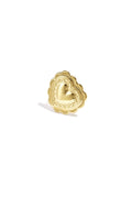 Anello importante a forma di cuore con motivo e petali di fiori