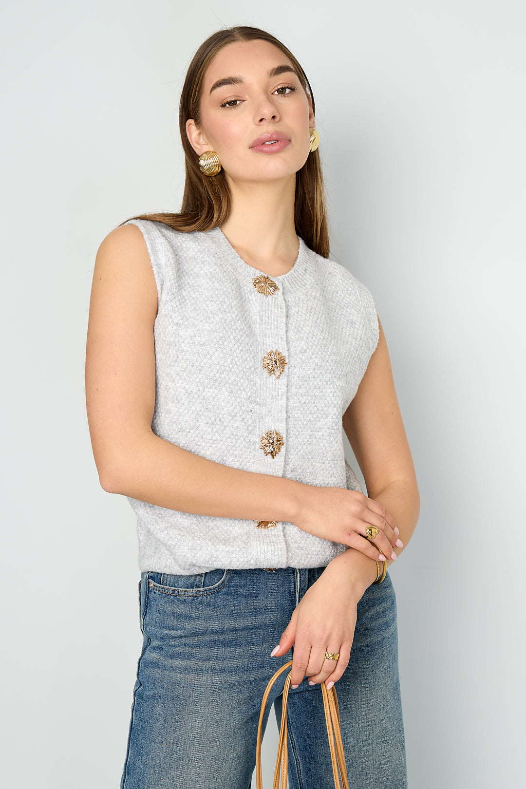 Gilet a Maglia Fibra di Poliestere Donna Gilet a Maglia Casual Colore Puro
