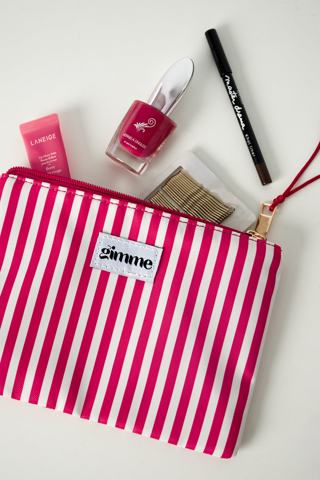 Borsa da toilette piatta a righe sottili