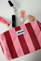 Beauty case a righe grandi - Rosa rosso