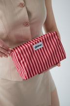 Borsa per il trucco piccole strisce - Rosa rosso