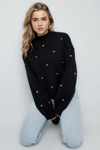 Maglione in Acrilico Stile Casual con Motivo Cuore Autunno/Inverno
