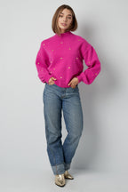 Maglione in Acrilico Stile Casual con Motivo Cuore Autunno/Inverno