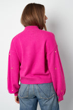Maglione in Acrilico Stile Casual con Motivo Cuore Autunno/Inverno