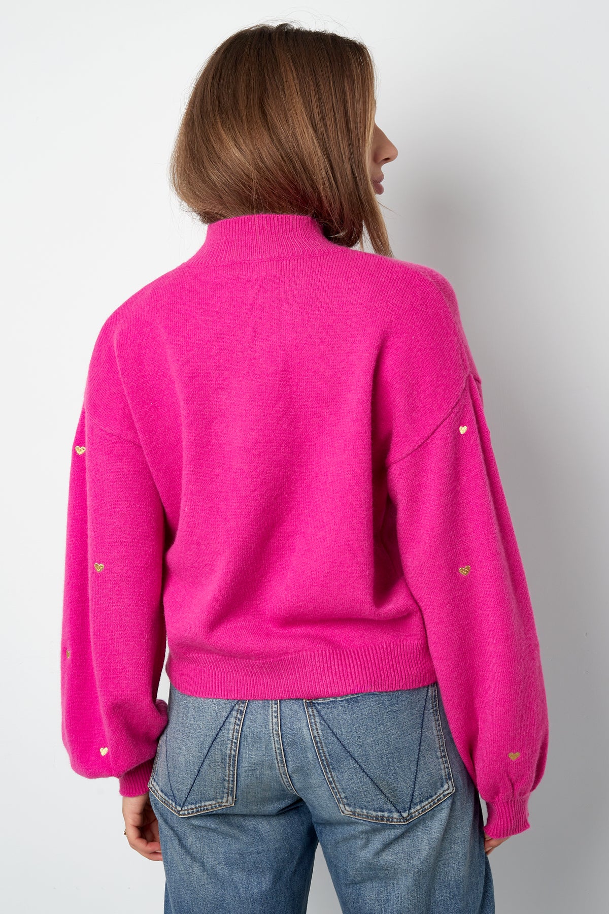 Maglione in Acrilico Stile Casual con Motivo Cuore Autunno/Inverno