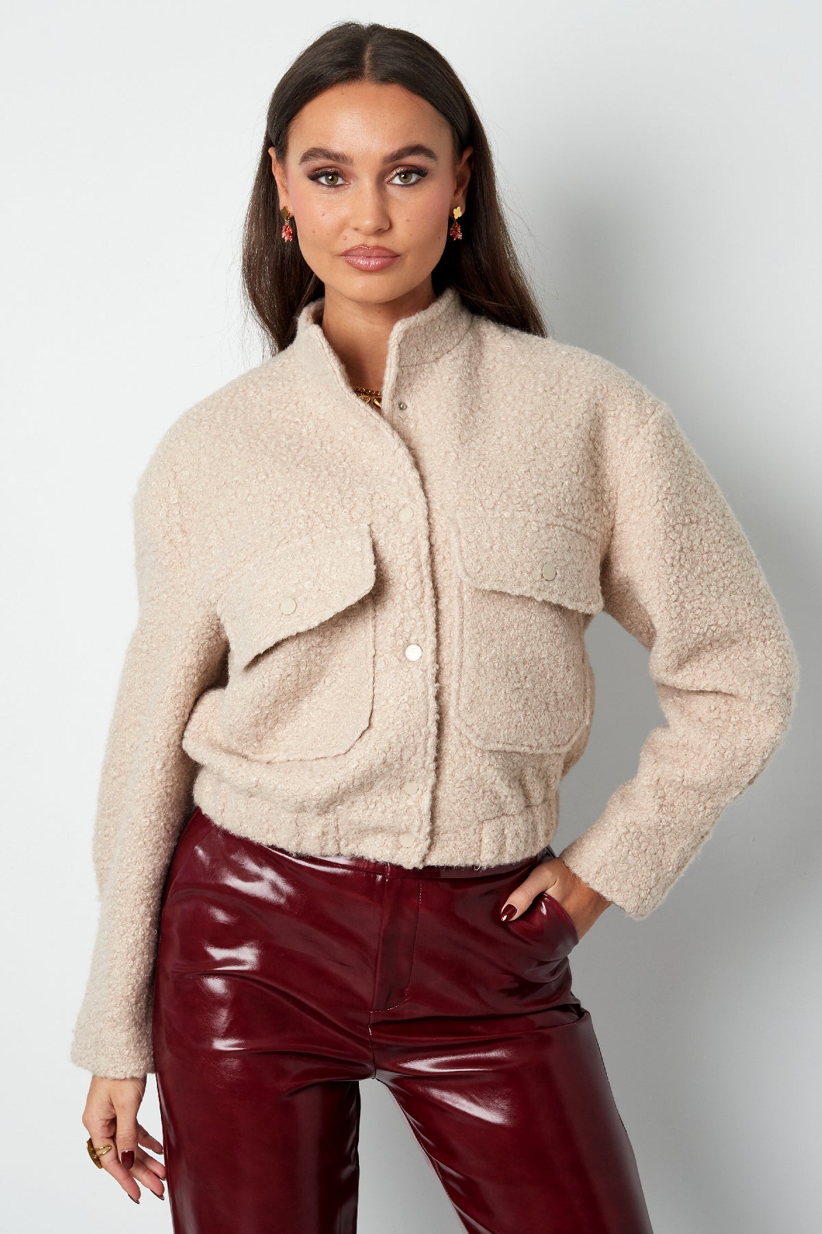 Giubbotto Donna in Fibra di Poliestere Tessuta Stile Casual Colore Puro Autunno/Inverno