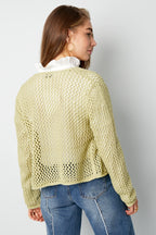 Cardigan di Maglia in Poliestere Donna Aperto Anteriore Motivo Uncinetto