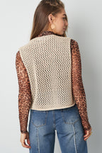 Maglia In Poliestere Tessuto Donna Gilet A Maglia Aperta