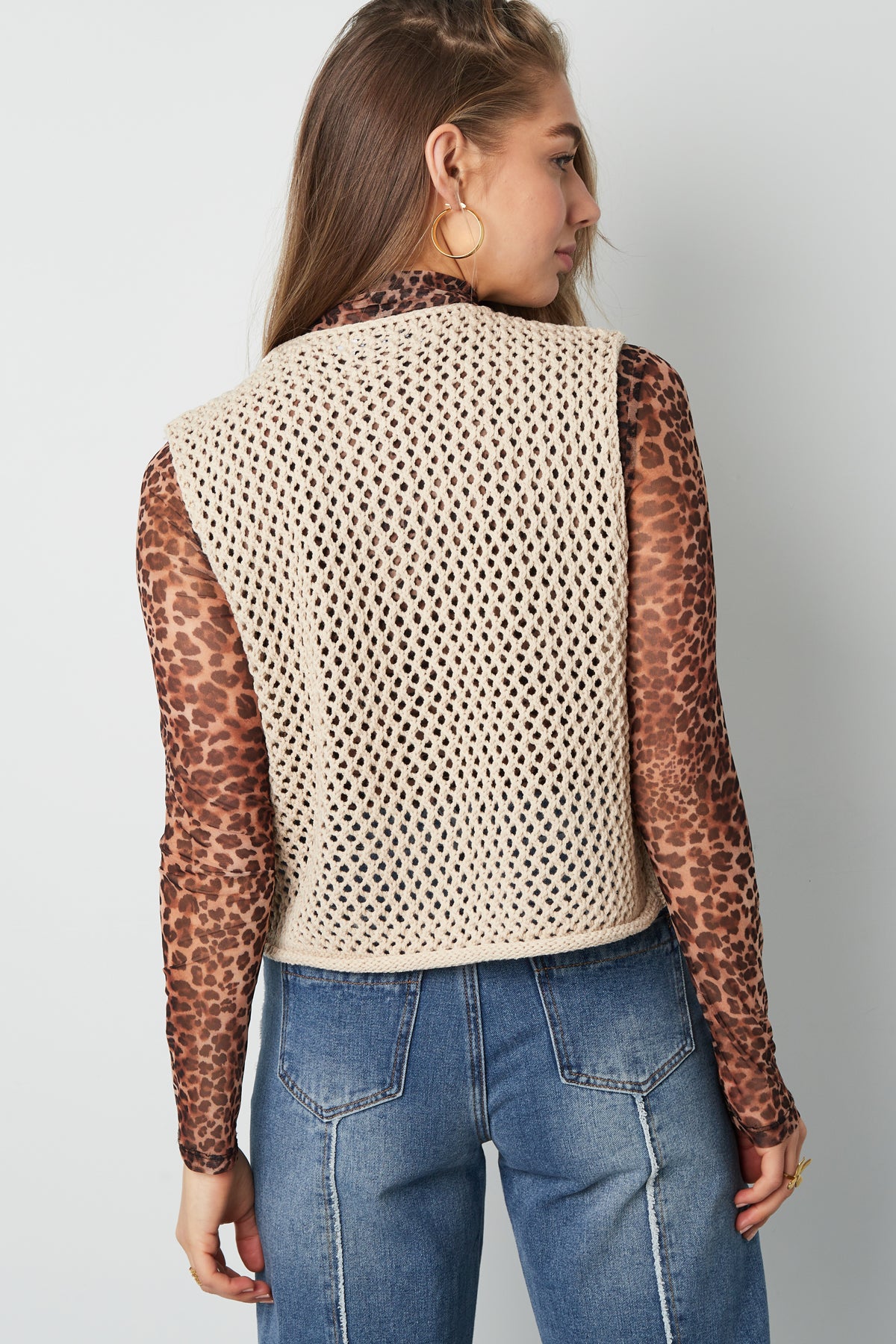 Maglia In Poliestere Tessuto Donna Gilet A Maglia Aperta