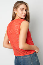 Maglia In Poliestere Tessuto Donna Gilet A Maglia Aperta