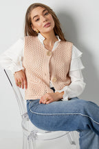 Maglia In Poliestere Tessuto Donna Gilet A Maglia Aperta