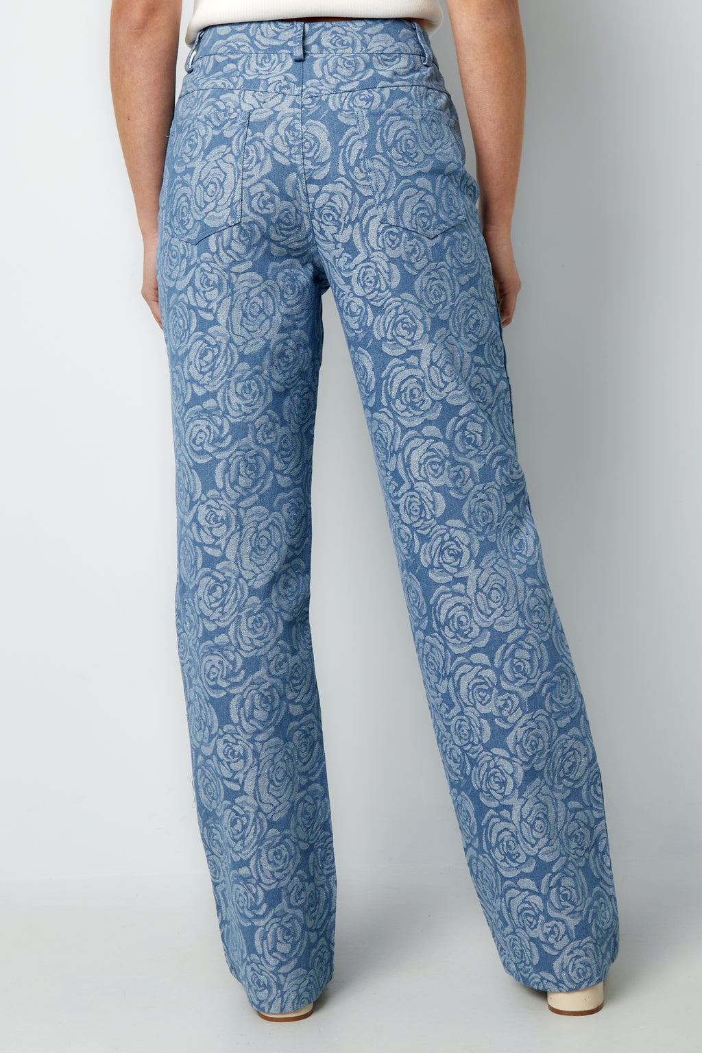 Cotone Tessuto Pantaloni Dritti Donna Casual Stampa Fiorita