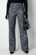 Cotone Tessuto Pantaloni Dritti Donna Casual Stampa Fiorita