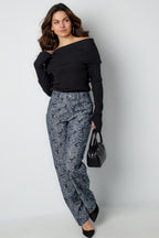 Cotone Tessuto Pantaloni Dritti Donna Casual Stampa Fiorita