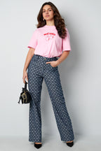 Cotton Woven Donna Pantalone Retto Motivo Geometrico