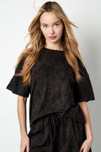 Cotone Maglietta Donna Oversized Stampa Leopardo