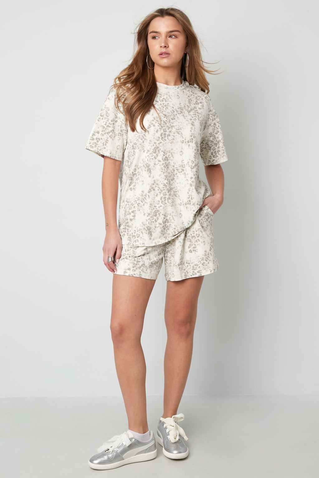 Cotone Maglietta Donna Oversized Stampa Leopardo