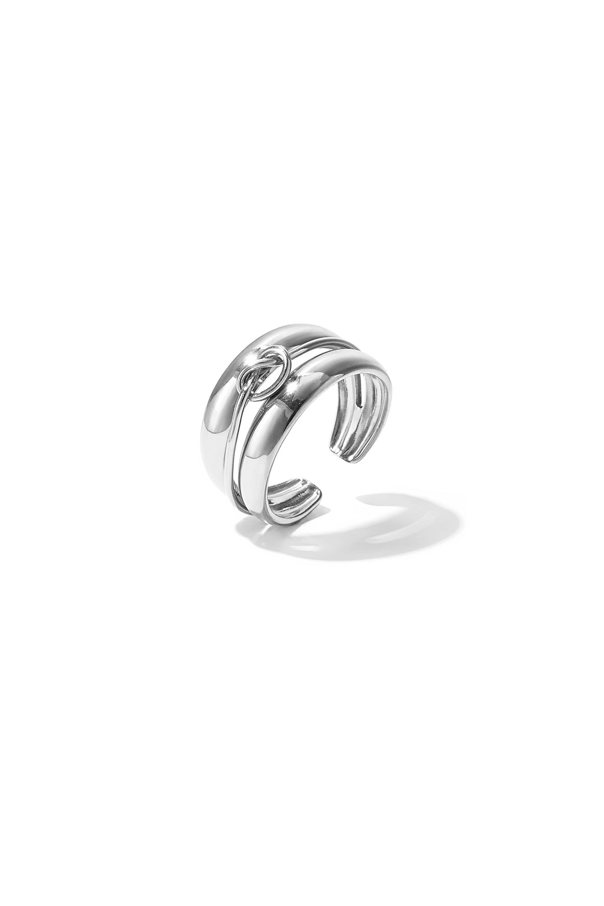 Anello a strati con dettaglio intrecciato minimalista