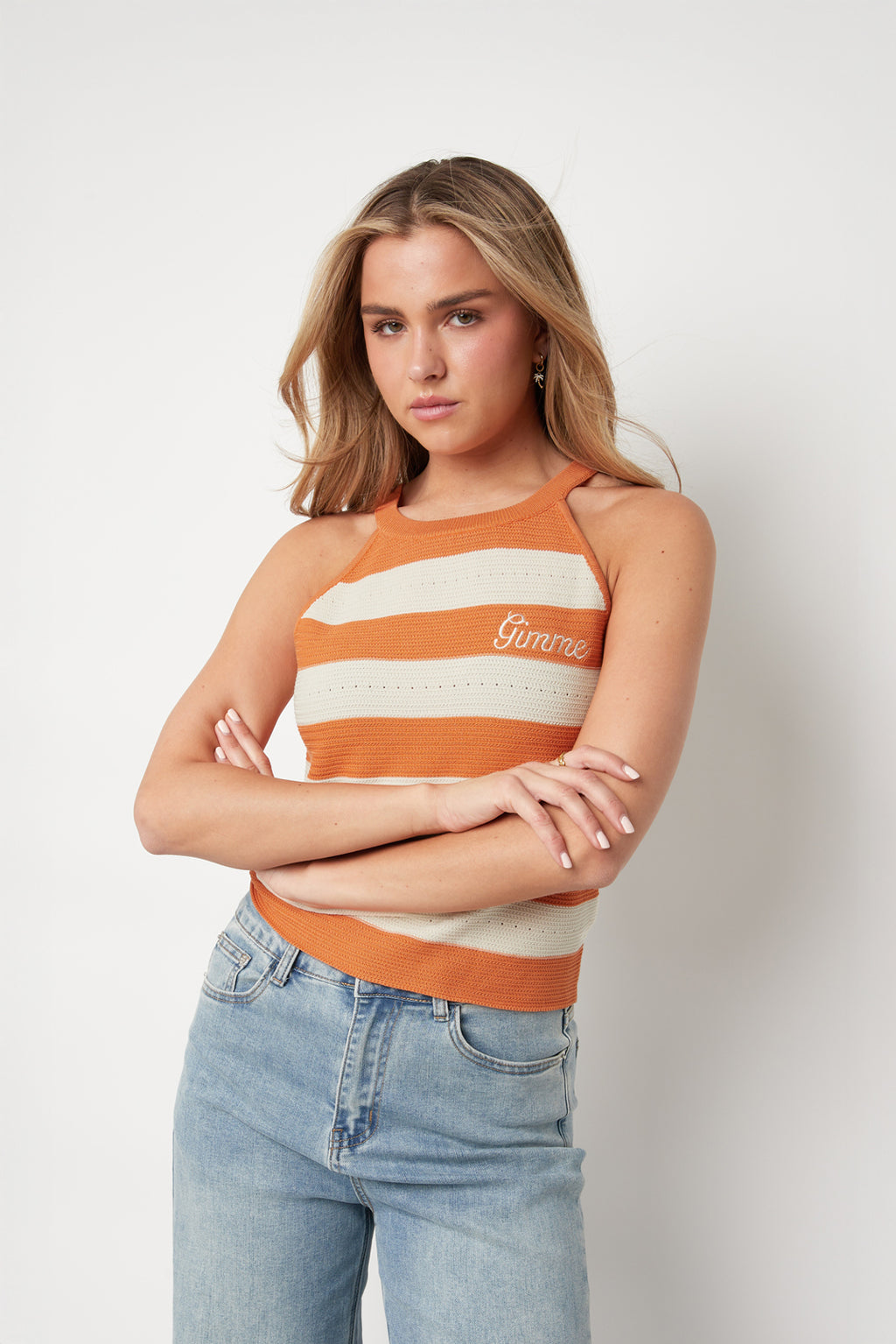 Gilet in maglia di cotone umano a righe, casual, primavera/estate, nessuno, abbigliamento