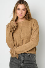Cardigan in Maglia Fibra di Poliestere Donna Casual Colore Puro Autunno/Inverno