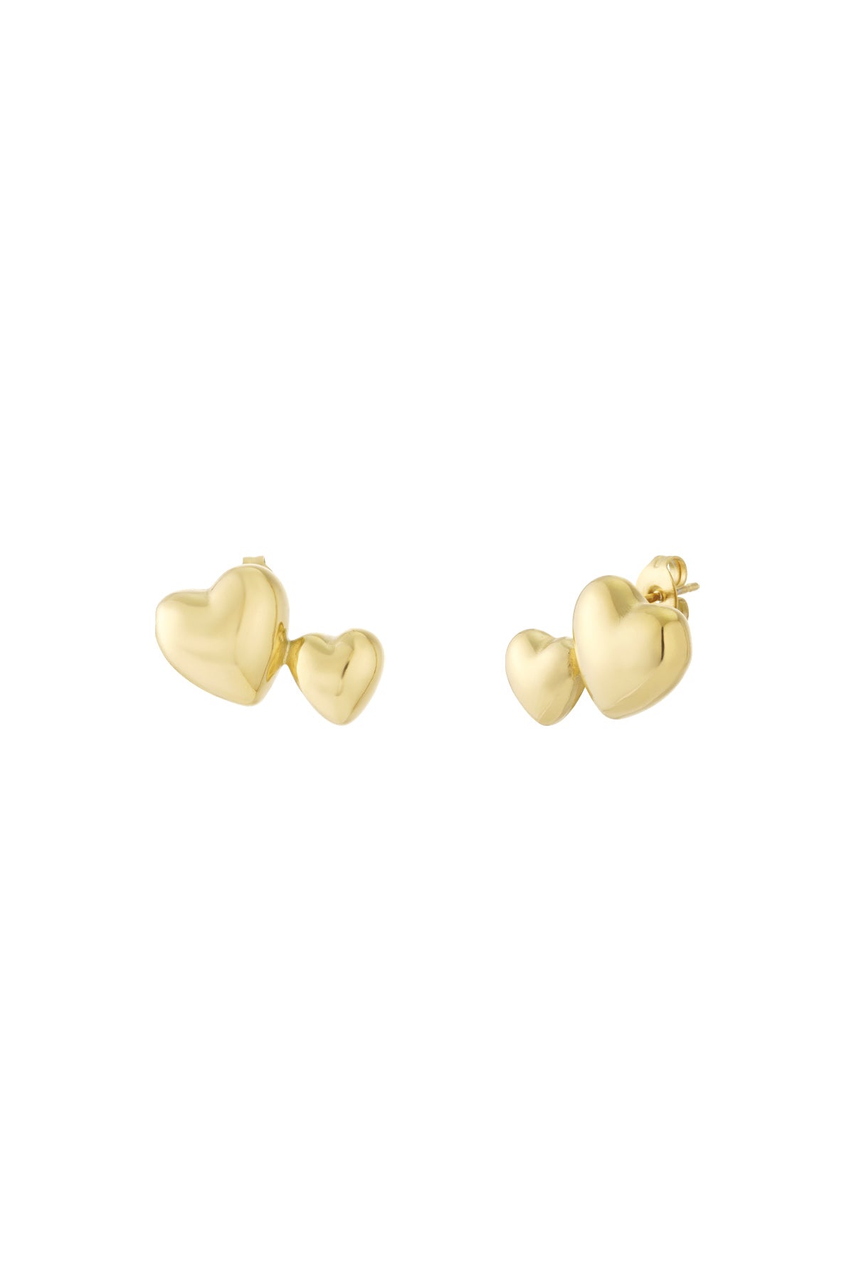 Orecchini a bottone in acciaio inossidabile a forma di cuore, casual, quotidiani, semplici, da donna