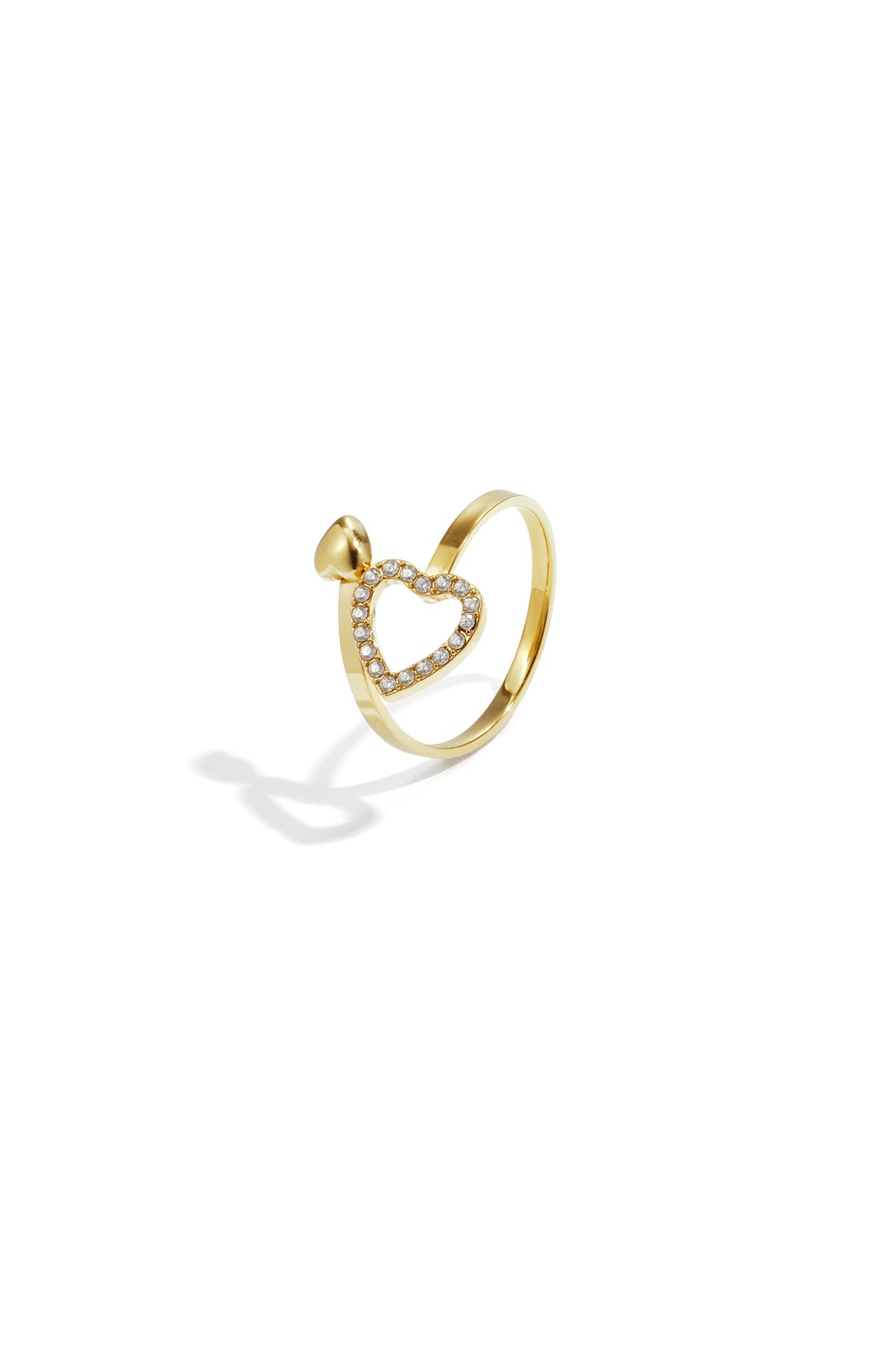 Anello regolabile con cuori e pietre