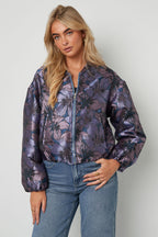 Tessuto Fibra di Poliestere Giacca Bomber Donna Casual Stampa Fiorita