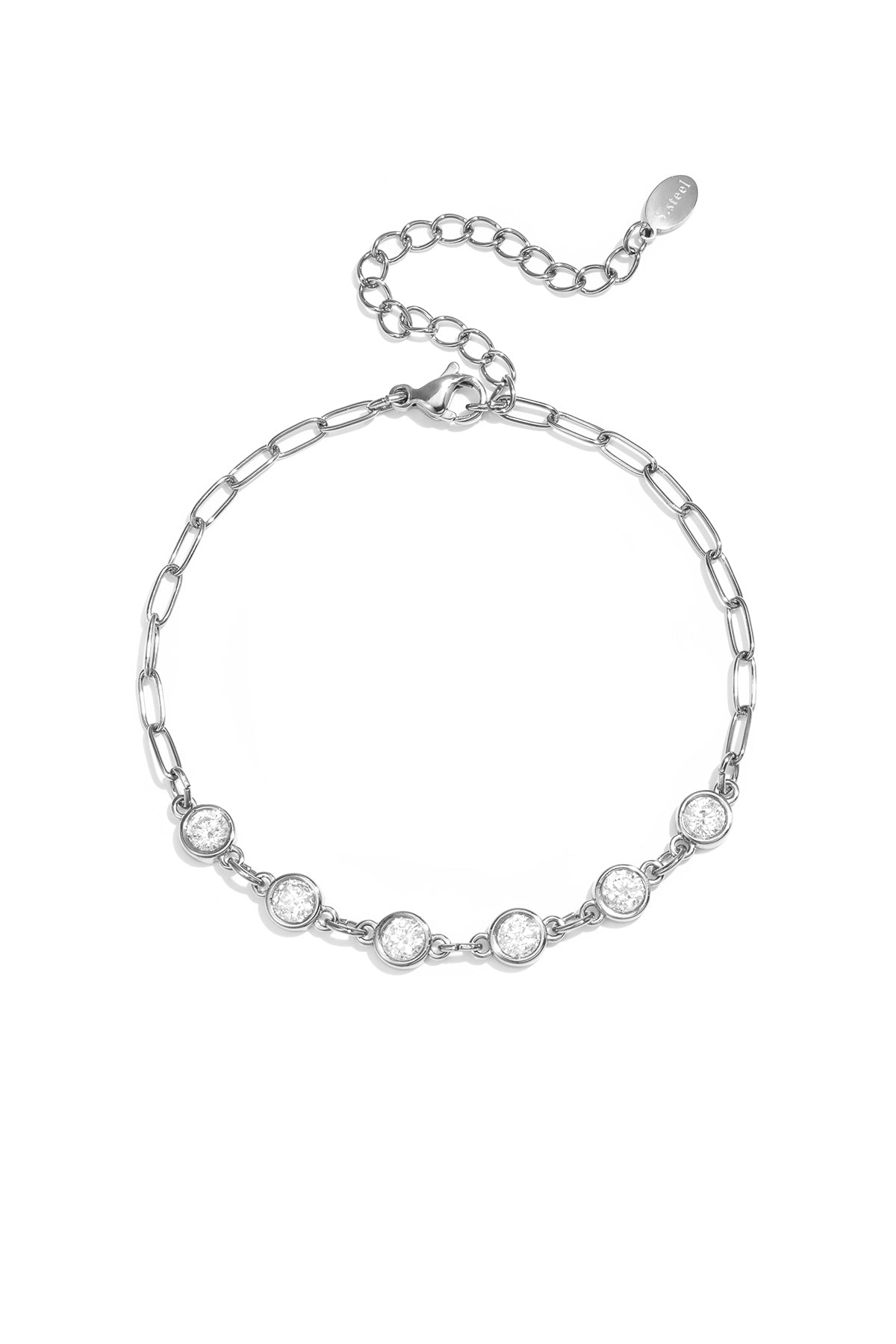 Bracciale a maglie con pietre rotonde di zirconi