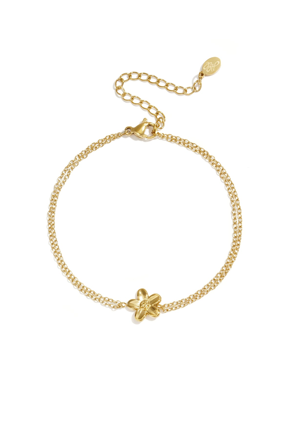 Bracciale con doppia catena e piccolo fiore