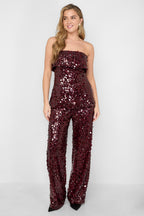 Tessuto Fibra di Poliestere Donna Pantalone Dritto Paillettes Elegante