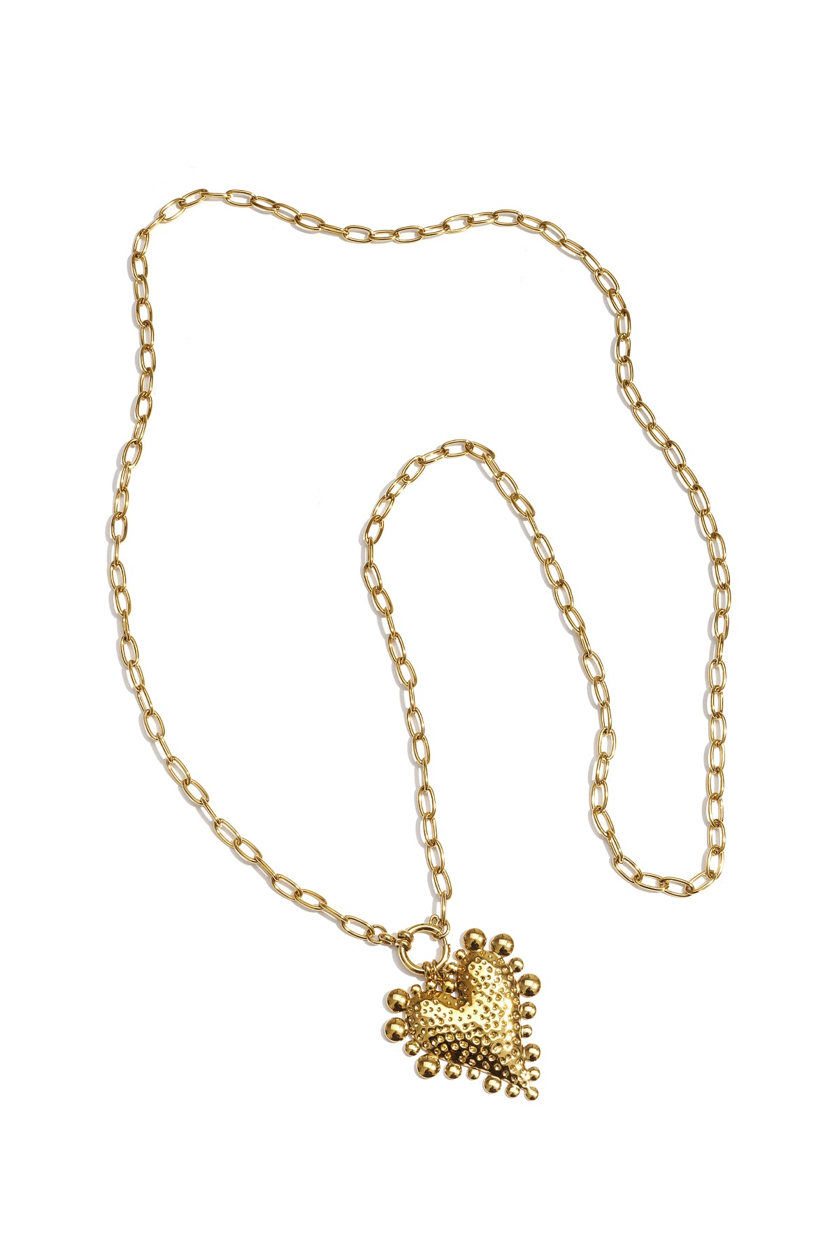 Collana lunga con ciondolo a forma di cuore vistoso