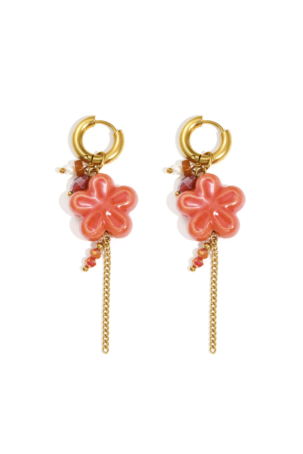Orecchini pendenti in acciaio inossidabile, stile casual, semplici, da donna, serie "Fiore"