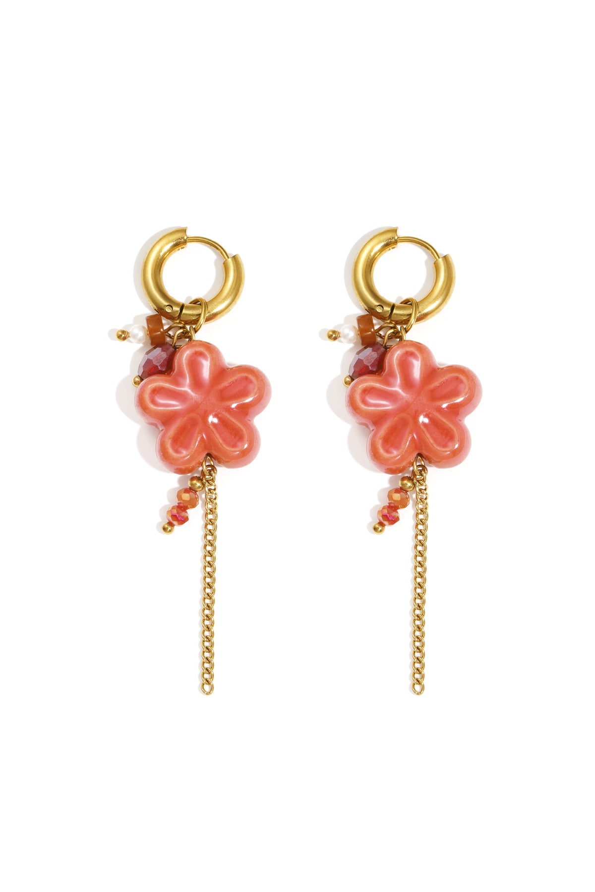 Orecchini pendenti in acciaio inossidabile, stile casual, semplici, da donna, serie "Fiore"