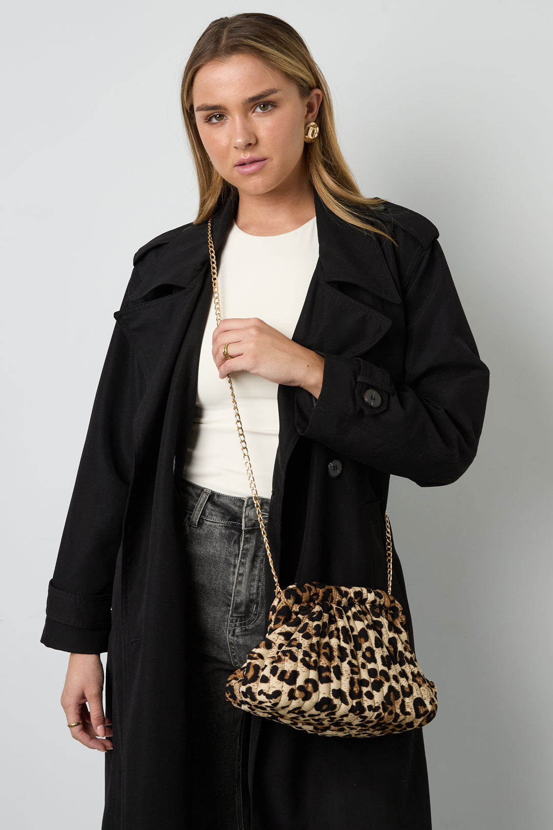 Borse a tracolla con stampa leopardata, casual, in cotone, accessori quotidiani