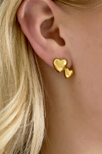 Orecchini a bottone in acciaio inossidabile a forma di cuore, casual, quotidiani, semplici, da donna