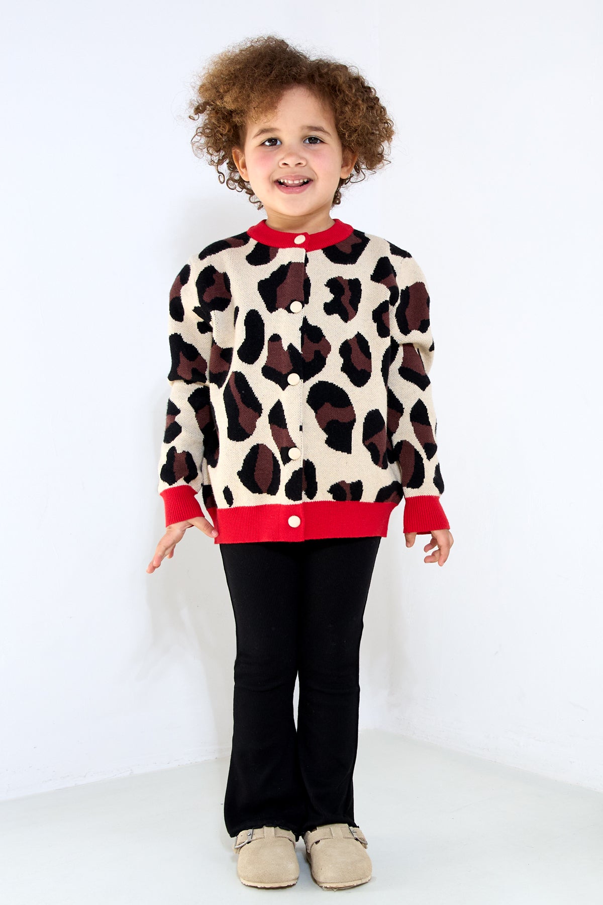 Cardigan di Viscosa Donna Stampato Leopardo Design Elegante