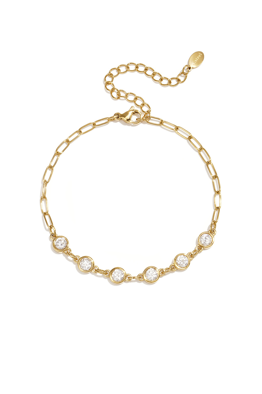 Bracciale a maglie con pietre rotonde di zirconi